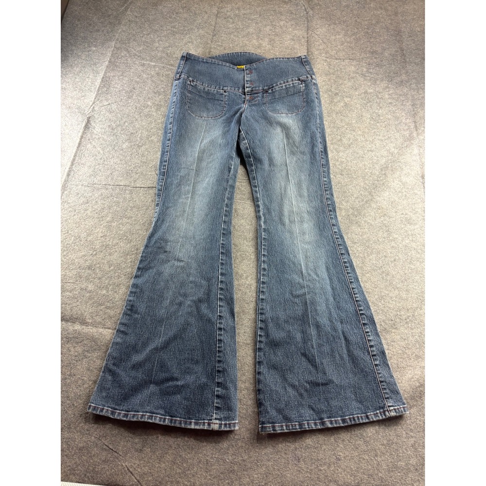 VTG Y2K 00s Gasoline Flare Jeans Mid Rise Pocket Bell Bottoms Flare Size 11